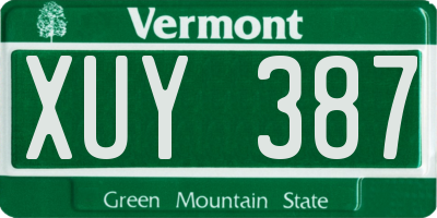 VT license plate XUY387