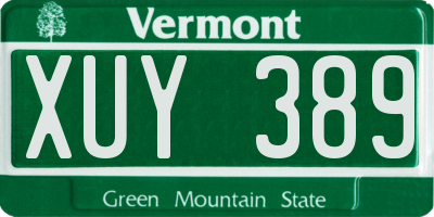 VT license plate XUY389