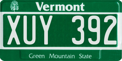 VT license plate XUY392