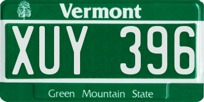 VT license plate XUY396