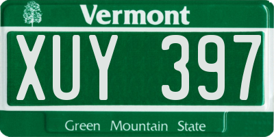 VT license plate XUY397