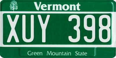VT license plate XUY398