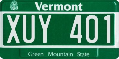 VT license plate XUY401
