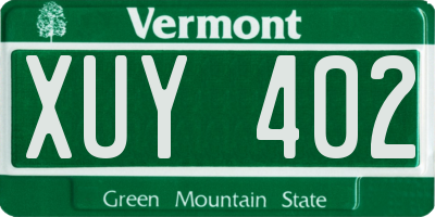 VT license plate XUY402
