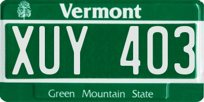 VT license plate XUY403