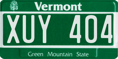 VT license plate XUY404