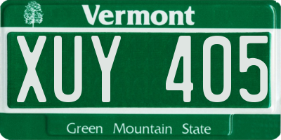 VT license plate XUY405