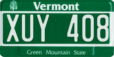 VT license plate XUY408