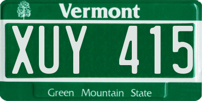 VT license plate XUY415