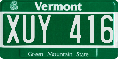 VT license plate XUY416