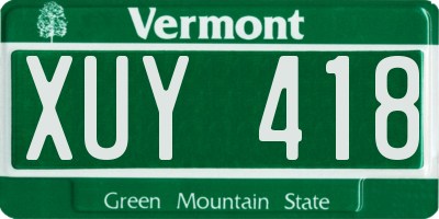 VT license plate XUY418