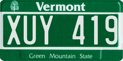VT license plate XUY419