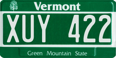 VT license plate XUY422