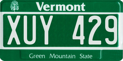 VT license plate XUY429