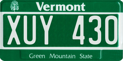 VT license plate XUY430