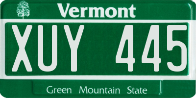 VT license plate XUY445