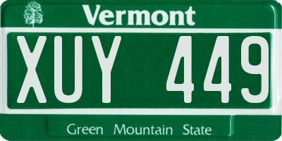 VT license plate XUY449