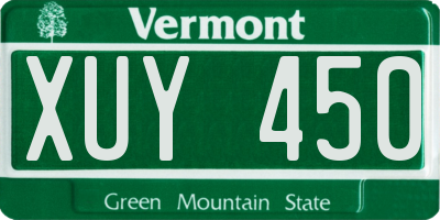 VT license plate XUY450