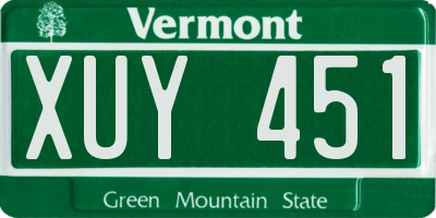 VT license plate XUY451