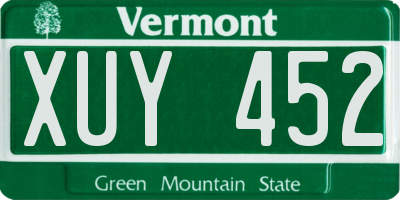 VT license plate XUY452