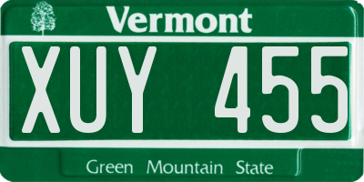 VT license plate XUY455