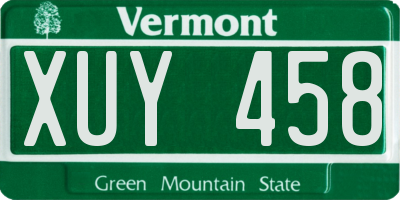 VT license plate XUY458