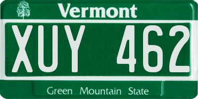 VT license plate XUY462