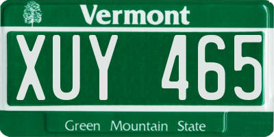 VT license plate XUY465