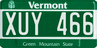 VT license plate XUY466