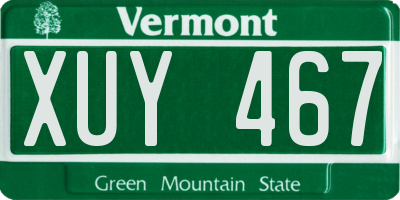 VT license plate XUY467