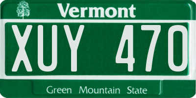VT license plate XUY470