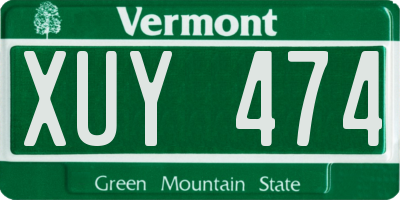 VT license plate XUY474