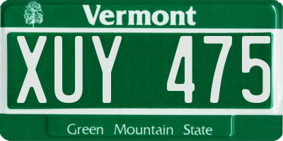 VT license plate XUY475