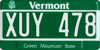 VT license plate XUY478