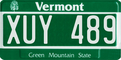 VT license plate XUY489