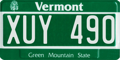 VT license plate XUY490
