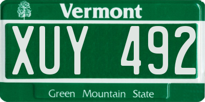 VT license plate XUY492