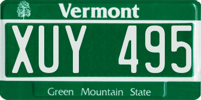 VT license plate XUY495