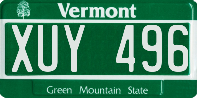 VT license plate XUY496