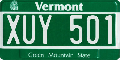 VT license plate XUY501