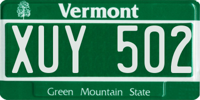 VT license plate XUY502