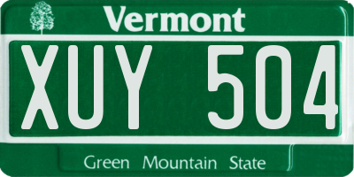 VT license plate XUY504