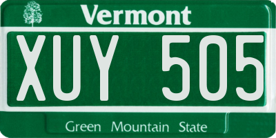 VT license plate XUY505
