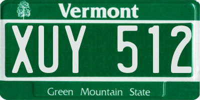 VT license plate XUY512