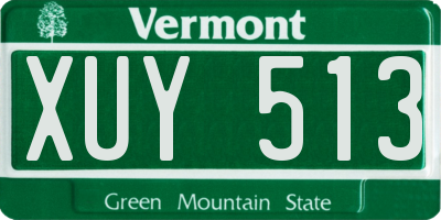 VT license plate XUY513