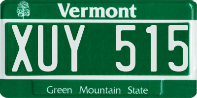 VT license plate XUY515