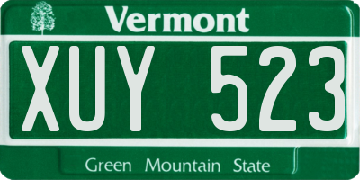 VT license plate XUY523