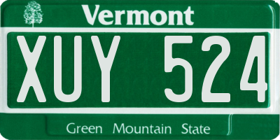 VT license plate XUY524