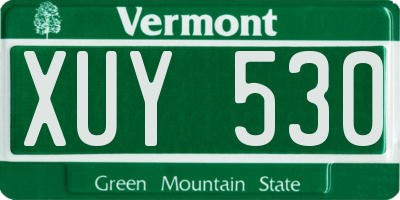 VT license plate XUY530