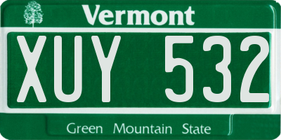 VT license plate XUY532